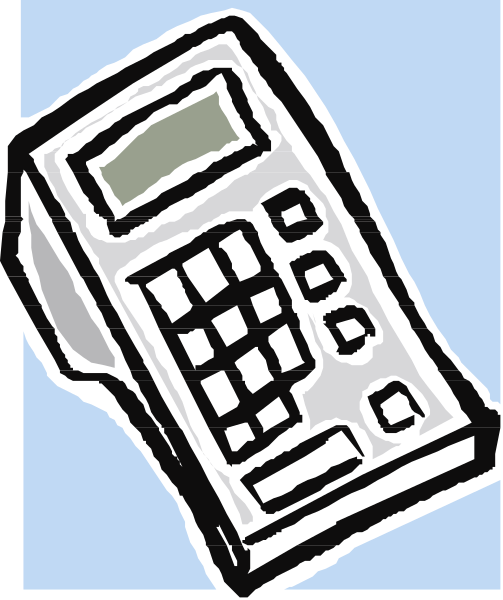 The image shows a calculator with buttons on it against a blue background.
