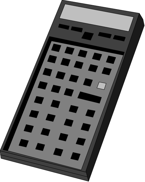 The image shows a calculator with buttons on it against a black background.