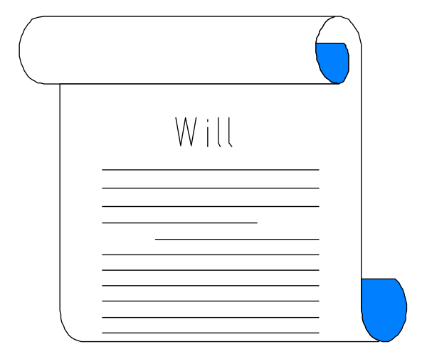 The image shows a digital representation of an official document with text that reads "WILL" at its center on top of what appears to be paperwork in front of it.