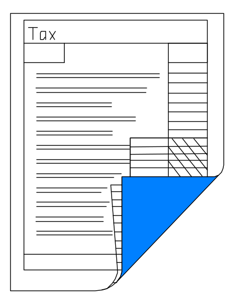 The image shows a digital representation of an open tax form with text visible on it that reads "TAX" at the top right corner.