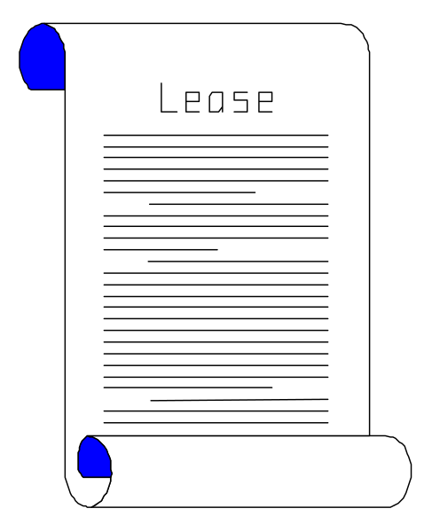 The image shows a digital representation of an electronic device displaying a document with text that reads "LEASE" at its top right corner on what appears to be paper within a frame resembling a smartphone screen, set against a dark background.