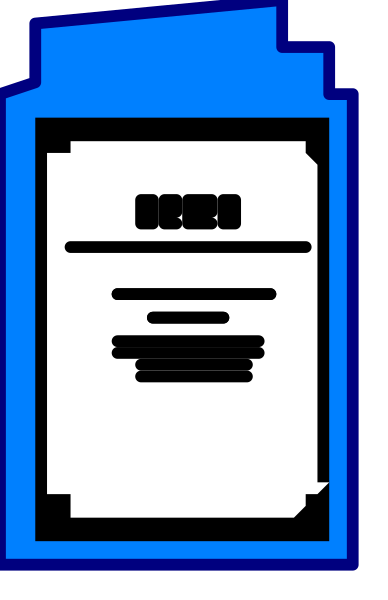 The image shows a blue refrigerator with white text on it against an indistinct background that appears to be grayish-brown in color.
