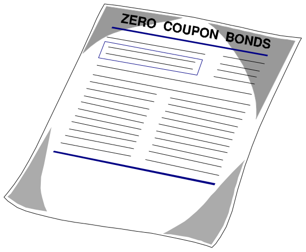 The image shows a black and white photocopy of an official document with text that reads "ZERO COUPON BONDS."