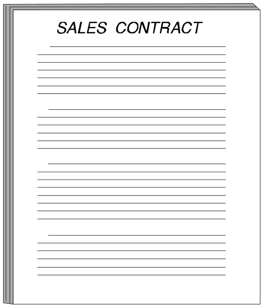 The image shows a piece of paper with text that reads "SALES CONTRACT" at the top center.