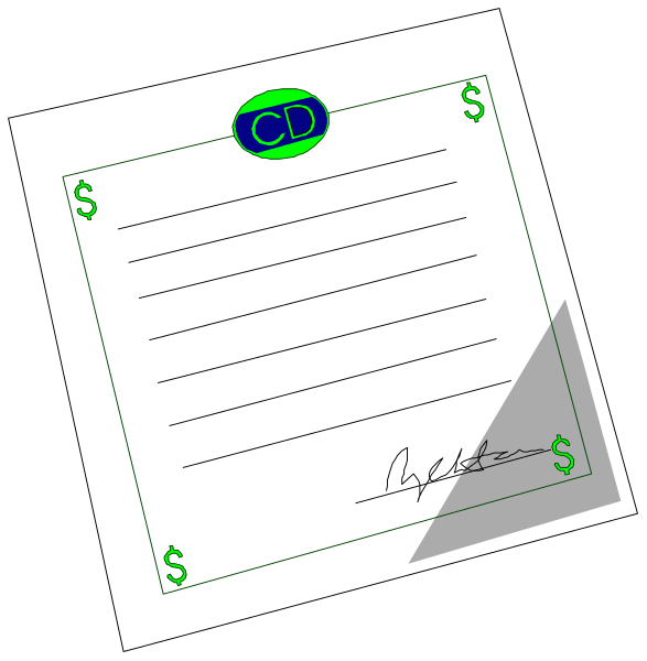 The image shows a check with an amount of money written on it next to two pieces of paper that appear blank but have dollar signs printed in green ink at their top corners; one piece is partially visible from behind, and both papers seem ready for signing as indicated by handwritten signatures below the amounts.