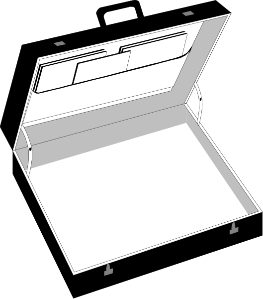 The black and white illustration shows a simple open laptop with its screen facing upwards on what appears to be an angled surface against a dark background.