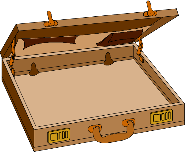 The image shows two open suitcases with handles extended on a dark background; there is no text present within this clip-art illustration.