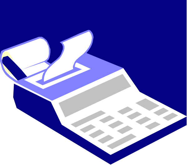 The image shows a blue calculator with white buttons on top of it next to an open booklet that has been used as tissue paper for blowing one's nose.