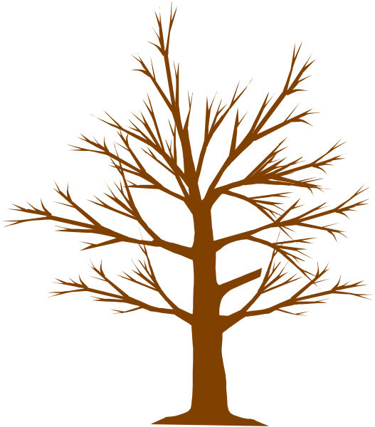 The black and white silhouette of a tree with branches against an orange background on top right corner.
