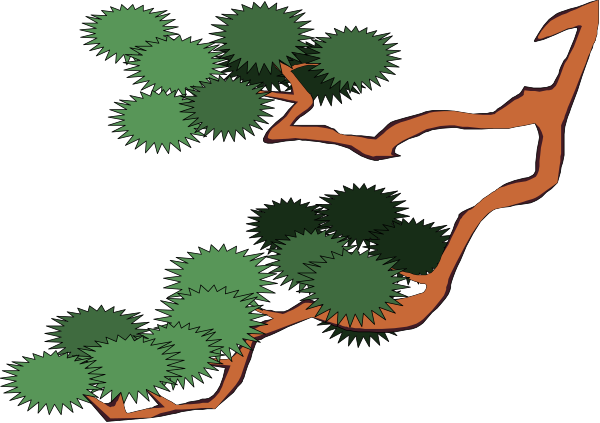 The image shows a stylized map with various green trees scattered across it against a dark background; there is no text present in this clip-art illustration.
