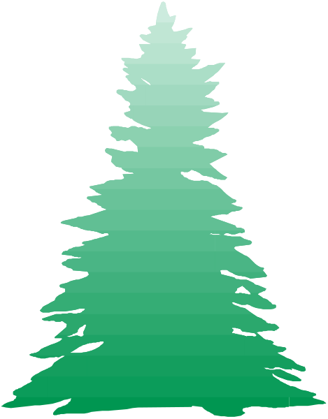 The image shows a stylized representation of an evergreen tree with green needles against a dark background that transitions from black at the bottom to white at the top in what appears to be a gradient effect resembling steps, giving it a three-dimensional appearance as if viewed through layers or levels.