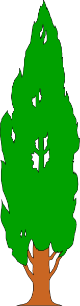 The image shows a tree with green leaves on its branches against an orange background that has white spots resembling raindrops falling from it to form water droplets at the bottom of the frame.