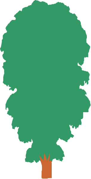 The image shows a stylized tree with green leaves on top against an orange background that resembles fire at its base.