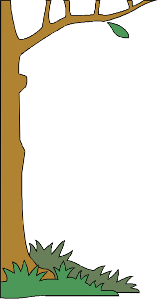 The image shows a tree with green leaves on it against a black background to its left side; there is no visible text in this small clip-art picture.