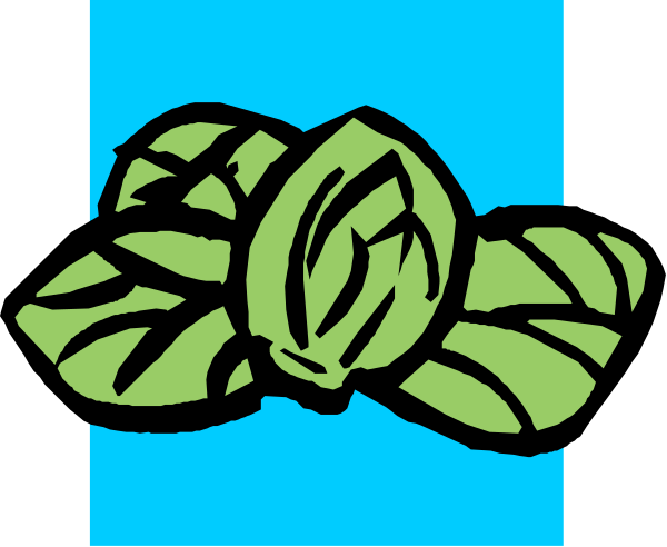 The image shows a green leafy vegetable with two leaves on top of each other against a blue background.