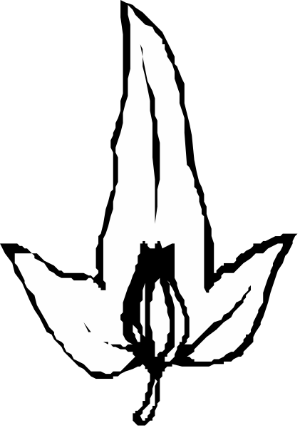 The black and white logo of a flower with six petals on it.