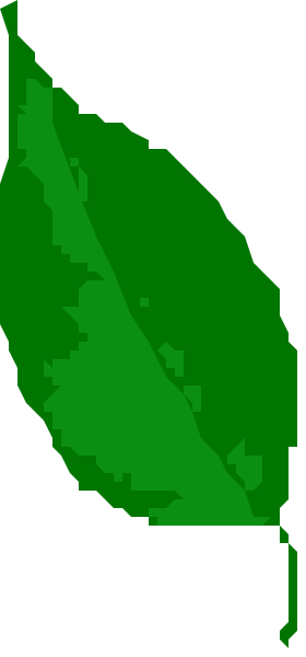 The image shows a green leaf on a gray background with pixelation effects around it.
