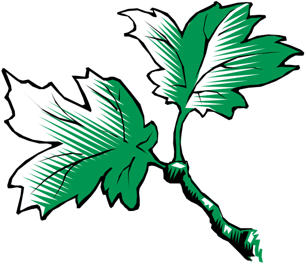 The image shows a black and white illustration of two maple leaves with veins on them against an abstract background that resembles tree bark texture.