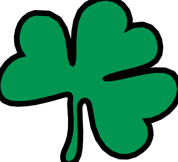 The image shows a black silhouette of four clover leaves on top of each other against a white background with no additional details provided about any possible context within which these clovers might be placed.