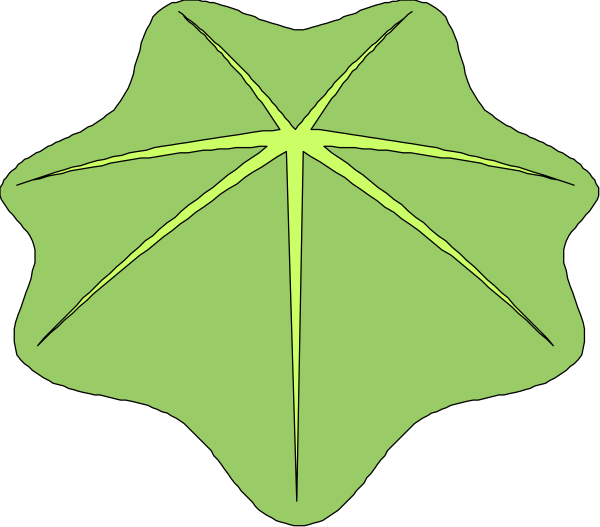 The image shows three green leaf shapes with a yellow center on black backgrounds of varying sizes from left to right: small, medium, large.