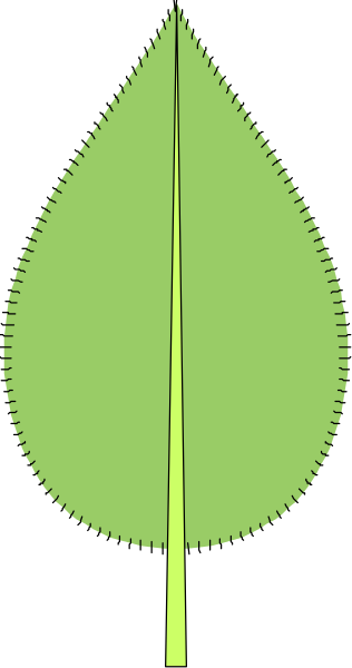 The image shows a simple line drawing of an open book with pages on either side that resemble leaves due to their shape; there is no text present in this clip-art illustration.