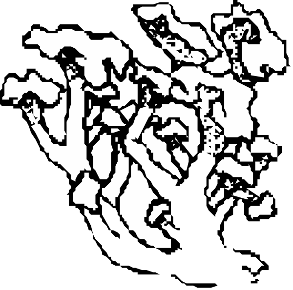 The black and white silhouette of a person with multiple limbs on each side standing upright against an abstract background.