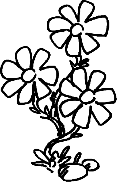 The black and white photo shows a bouquet of flowers with five blooms against a dark background on the left side.