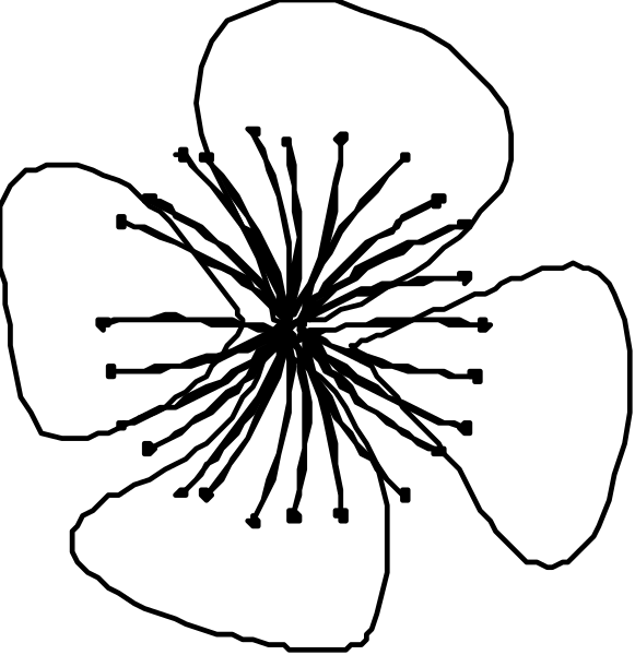 The black and white photo shows a simple line drawing of two rectangles with different lengths on top of each other against an empty background.