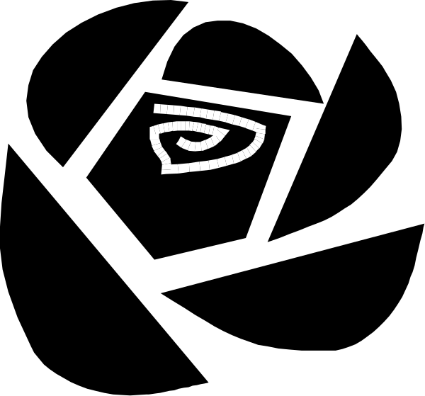 The black background features a white logo with an eye design at its center.
