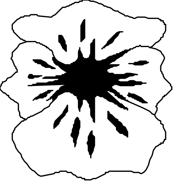 The black and white images show two different flower designs with a central hole pattern; no text is present within these clip-art graphics.
