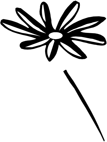 The black and white photo shows a stylized flower with six petals on top of what appears to be an abstract background that has some geometric shapes in shades of gray.