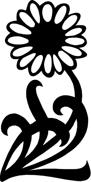 The black and white photo shows a flower with six petals on its left side against an empty background to its right.