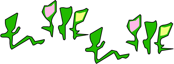 The image shows a row of green plants with pink flowers on top against a dark background.