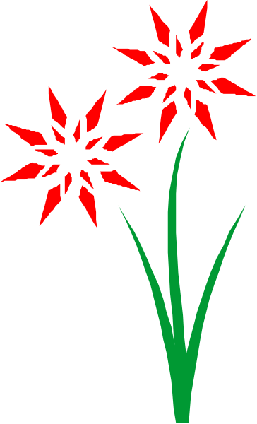 The image shows a red flower with six petals against a black background on the left side of an abstract pattern that transitions from dark to light gray horizontally across the center.