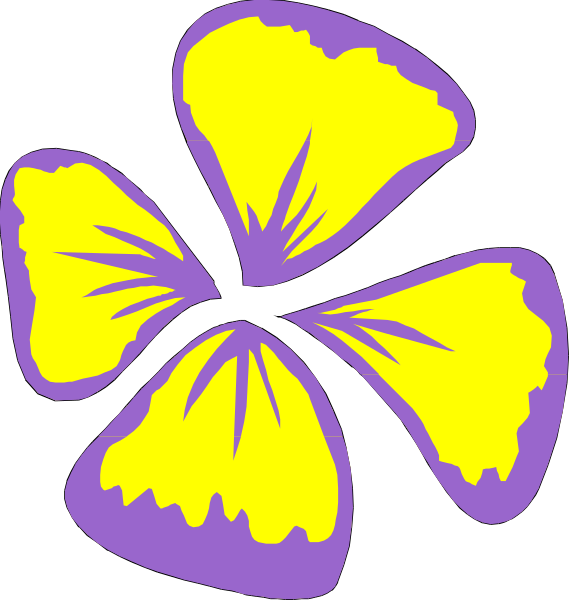 The image shows two purple flowers with yellow centers against a black background on top of each other.