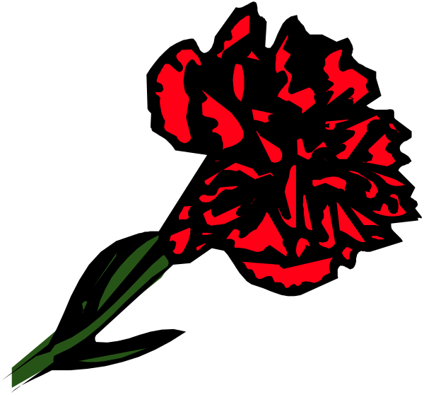The image shows a red flower with petals that have been cut out to create an outline of another face on it.