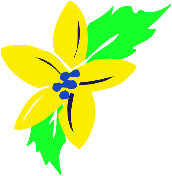 The image shows two different illustrations of a yellow flower with blue berries on it against black backgrounds; no text is present in either frame.