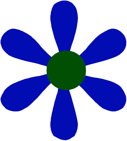 The image shows a blue flower with six petals against a black background.