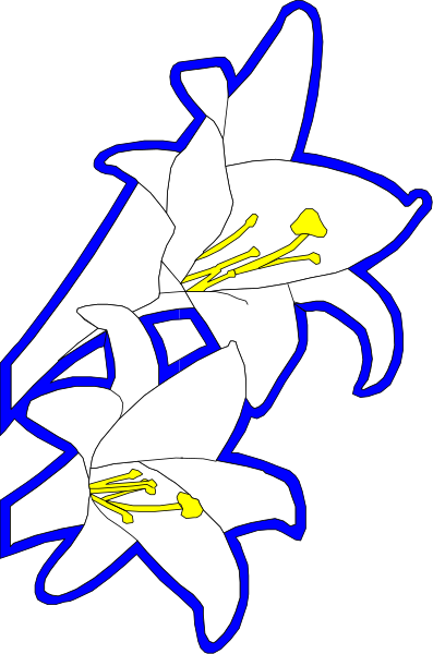 The image shows a stylized illustration of flowers with blue petals against a black background on the left side, transitioning to white petals in full bloom at center right, all within an abstract frame that resembles a window pane design.