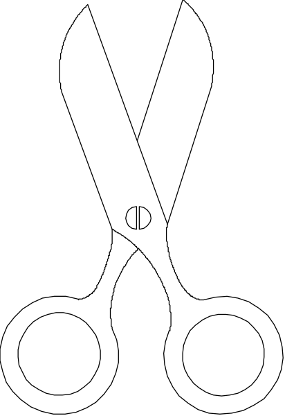 The black and white logo features a pair of scissors with their blades open above two pairs of scissor handles pointing downwards at each other in an X shape against a dark background.