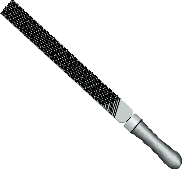 The image shows a closeup of two items: on top appears to be an object with multiple holes along its length; below it is another item that looks like a metal rod with ridges running down one side, possibly for gripping purposes. Both objects have metallic surfaces and are set against a black background which provides contrast highlighting their details.