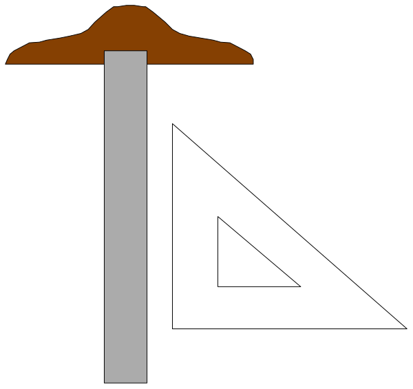 The black and white illustration shows two identical structures that resemble a simplified version of an umbrella stand with no canopy on top; each structure has three vertical bars connected by horizontal supports at their base, forming triangular shapes against a dark background.