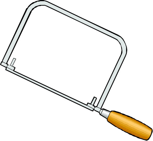 The black and white illustration shows a pair of scissors with orange handles on top left corner next to an open box cutter in bottom right corner against dark background.