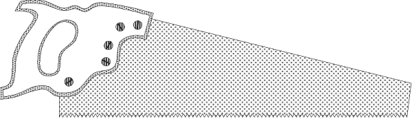 The black and white illustration shows a knife with two blades facing each other on top of what appears to be an open book lying flat in front of them.