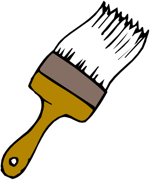 The image shows a paintbrush with bristles pointing upwards against a black background.