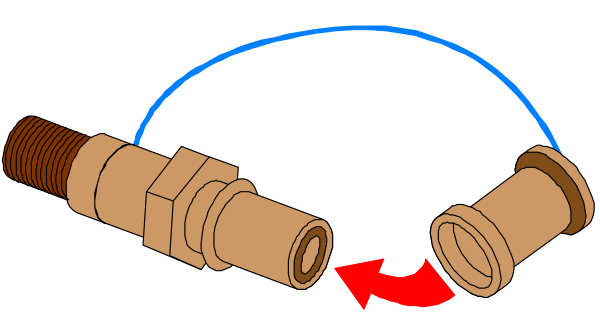 The image shows a diagram of two pipes connected by an adapter with text indicating that it is for connecting different types of pipe fittings together using Teflon tape to prevent leaks at joints.