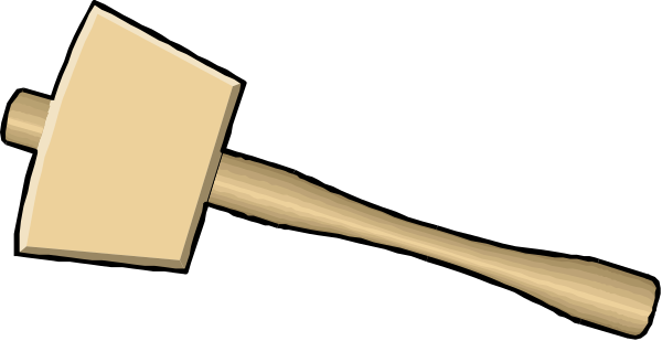 The image shows a pair of scissors with wooden handles placed next to an object that resembles a hammer made from two pieces of wood connected by a metal rod in what appears to be a stylized representation, possibly for decorative purposes rather than real use or depicting any specific action.
