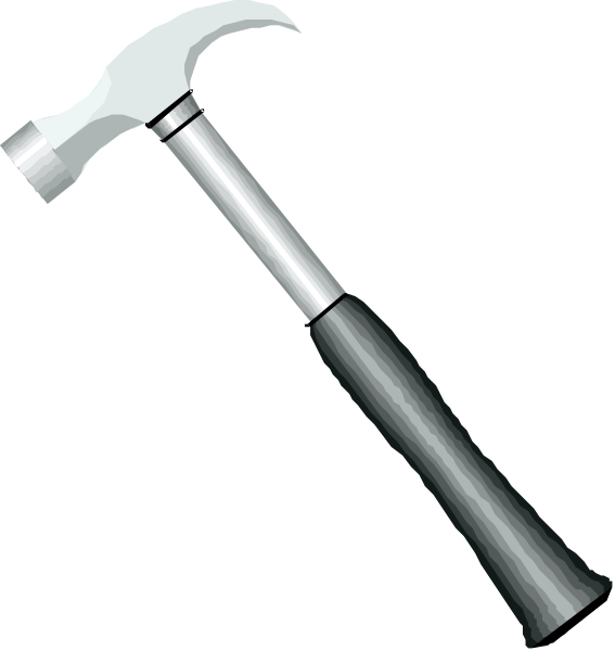 The image shows two hammer heads with different designs: a simple metal head on top of another that has an ergonomic handle for better grip during use.