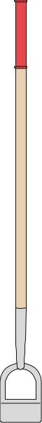 The image shows a black and white pixelated representation of an object with two distinct parts connected by what appears to be a red line in between them; it is unclear if there's any action taking place, as no people, animals, or setting can be discerned from this limited view.