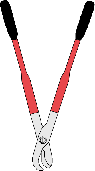 The image shows a pair of scissors with red handles against a black background on top half and bottom half is gray color.